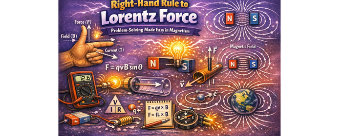 Right-hand rule, Lorentz force, and Magnetic field